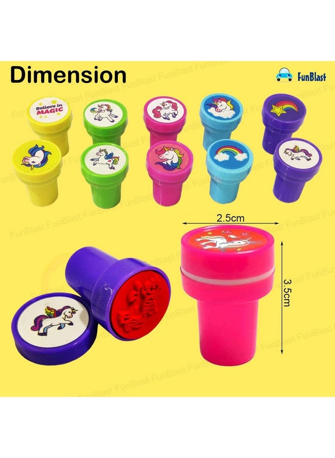 فنبلاست طوابع فن بلاست يونيكورن للأطفال - ختم قصاصات يونيكورن، ألعاب تعليمية، لوازم مدرسية فنية وحرفية، مجموعة تلوين وختم للأطفال من سن 3 سنوات فما فوق، بنات وأولاد (عبوة من 10 قطع) - Image 2