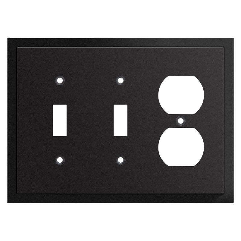 Henne Bery Modern Edge Decorative Wall Plate Switch Plate Outlet Cover Durable Solid Zinc Alloy Double ToggleSingle Duplex Matte Black