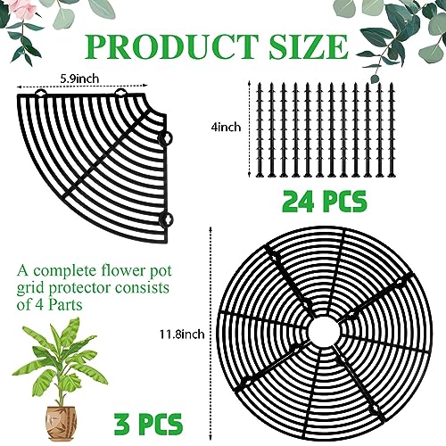 Sawysine 3 Pcs Plant Pot Cover Plant Protector from Animal Flower Pot Grid with Center Cutout Flower Cover Soil ProtectorsBlack118 in - Image 3