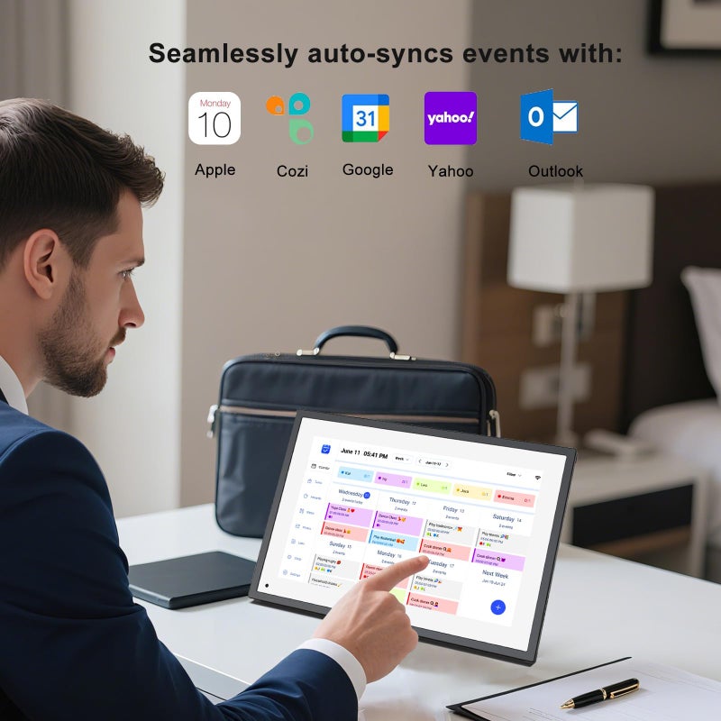 akimart تقويم جدولي رقمي بحجم 10.1 بوصة ومخطط مهام، شاشة تفاعلية ذكية تعمل باللمس لجدول العائلة، تقويم رقمي عرض على الحائط، إطار صور رقمي لمشاركة اللحظات من أي مكان - Image 2