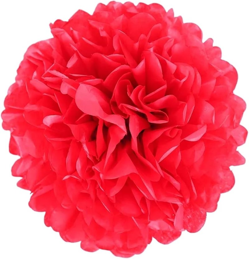 كرات ورق نسيج أحمر 40 قطعة ديكور حفل زفاف منزل عيد الميلاد عيد ميلاد استحمام الطفل - Image 2