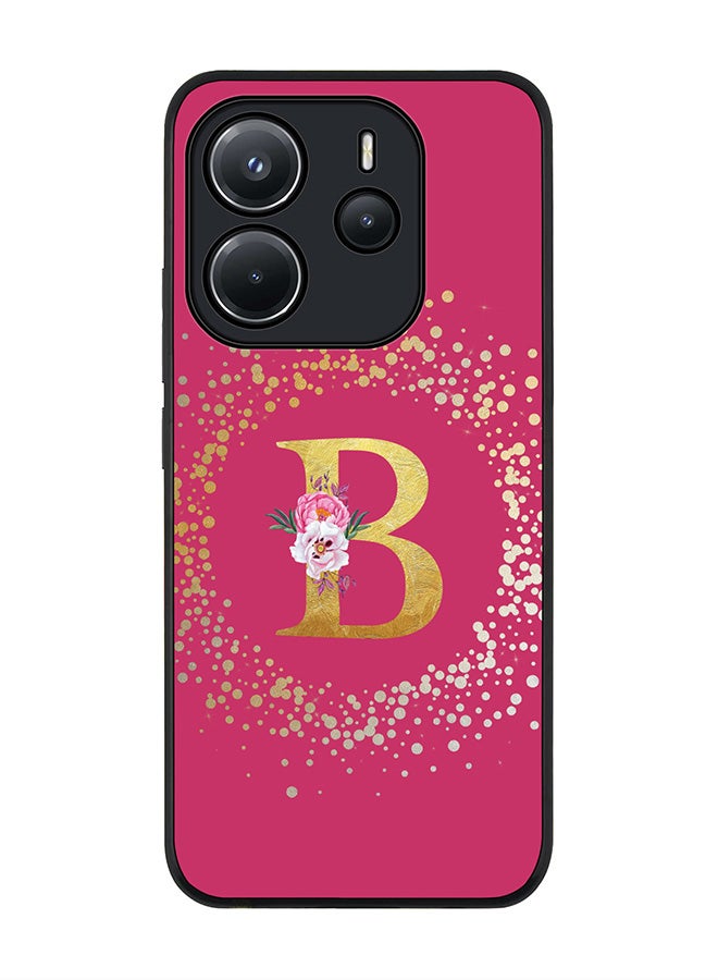Stylizedd For Xiaomi Redmi Note 14 4G 4G Case,Slim fit Camera Protection, Shockproof Thin Phone cover  - Custom Monogram Floral - B ( Deep Pink ) - Image 1