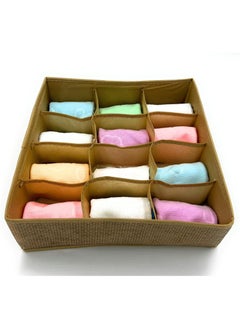 VIO 12 Cell Sock Underwear Thick Socks Handkerchiefs Ties Belts Baby Clothes Organizer Divider Collapsible Closet Cupboard Cabinet Drawer Storage Boxes for Men Women Boys Girls Babies Beige  - Image 3