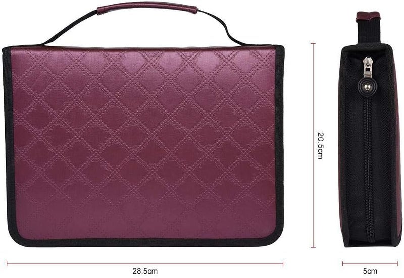 klarako 150 Holes Large Capacity PU Leather Pencil Case Zipper Pen Bag with Elasticity Strap (6 Colors)(Purple) - Image 2