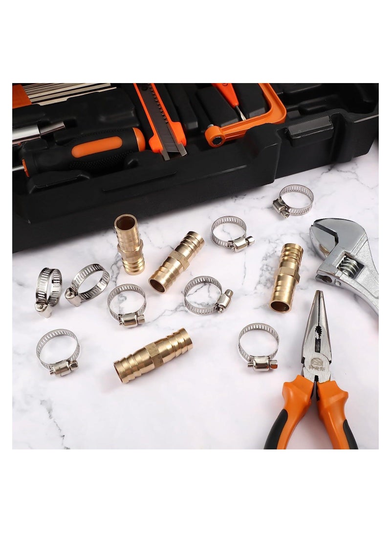 Generic Brass Water Hose Connector Splicer, Garden Hose Repair Mender  with Hose Clamp, Brass Barb Union Hose Fittings for Water Hose Repair, 12 Pieces  - Image 5