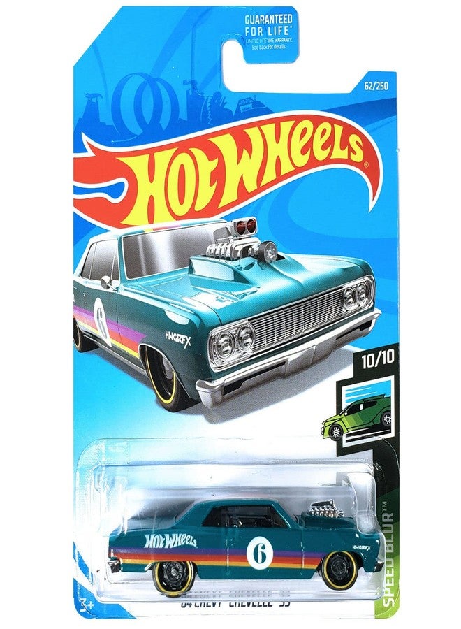 Diecast سيارة دياكاست هوت ويلز '64 شيفي شيفيل SS - 2019 سبيد بلور 10/10 [أخضر مزرق] 62/250 - Image 2
