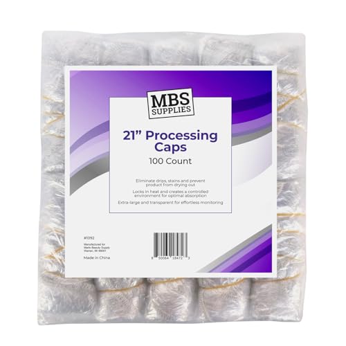 MBS Supplies Disposable Processing Caps 21 Inch 100 Count Bulk Pack Clear Plastic Hair Treatment Caps for Coloring Conditioning Hot Oil Salon Home Use - Image 1