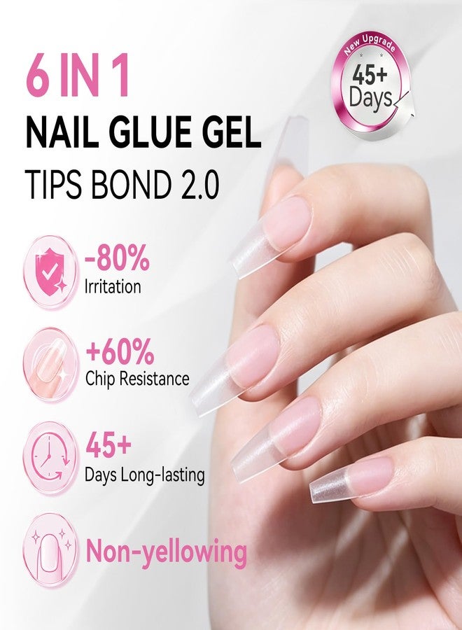BORN PRETTY 6 in 1 Gel Nail Glue for Clear Acrylic Nail Tips 15ML Strong U V Nail Glue for Fake Nails Tips,Multi-Purpose Base Gel for Nail Extensions & Apex Building,Quick Cure Long Lasting - Image 3