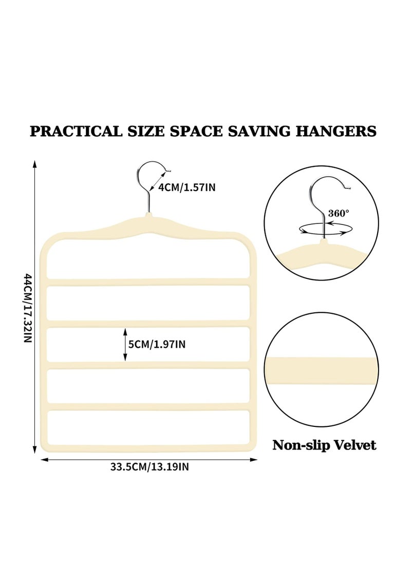 TYCOM Non-Slip Velvet Pants Hangers - (6 Pack) Ultra Thin Space Saving 360 Degree Swivel Hook Pants Hangers Hold Up -to 10 Lbs - Pants 6pcs Beige  - Image 2