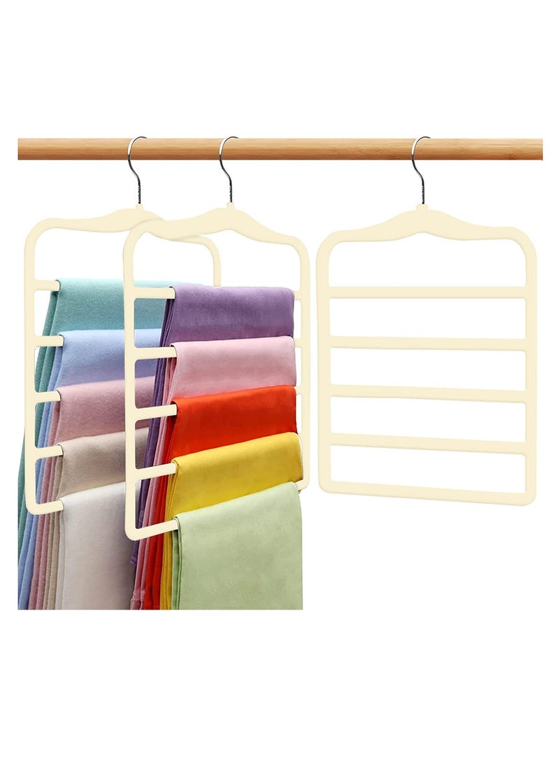 TYCOM Non-Slip Velvet Pants Hangers - (6 Pack) Ultra Thin Space Saving 360 Degree Swivel Hook Pants Hangers Hold Up -to 10 Lbs - Pants 6pcs Beige  - Image 1