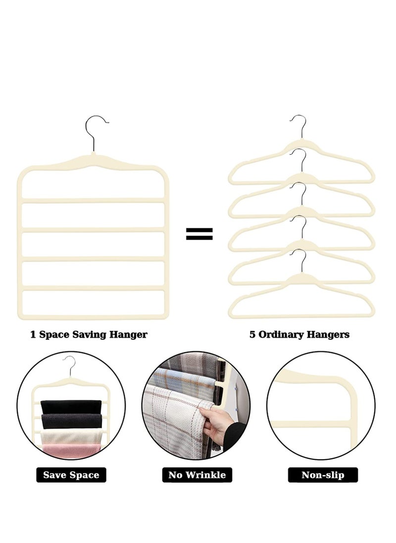 TYCOM Non-Slip Velvet Pants Hangers - (6 Pack) Ultra Thin Space Saving 360 Degree Swivel Hook Pants Hangers Hold Up -to 10 Lbs - Pants 6pcs Beige  - Image 4