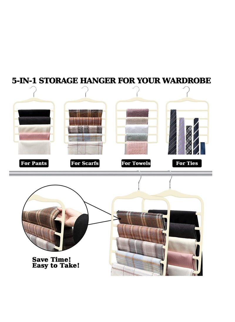 TYCOM Non-Slip Velvet Pants Hangers - (6 Pack) Ultra Thin Space Saving 360 Degree Swivel Hook Pants Hangers Hold Up -to 10 Lbs - Pants 6pcs Beige  - Image 5