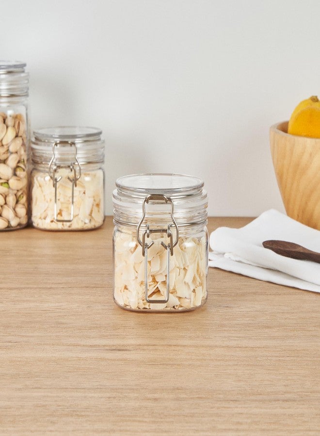 Restaurantware-Met Lux 14 Ounce Hinged Food Storage Jars, 2 Airtight Jars With Lids - Rubber Gasket, Wide Mouth, Clear Plastic Square Canisters, For Kitchen And Pantry Storage Of Bulk Dry Food - Image 3