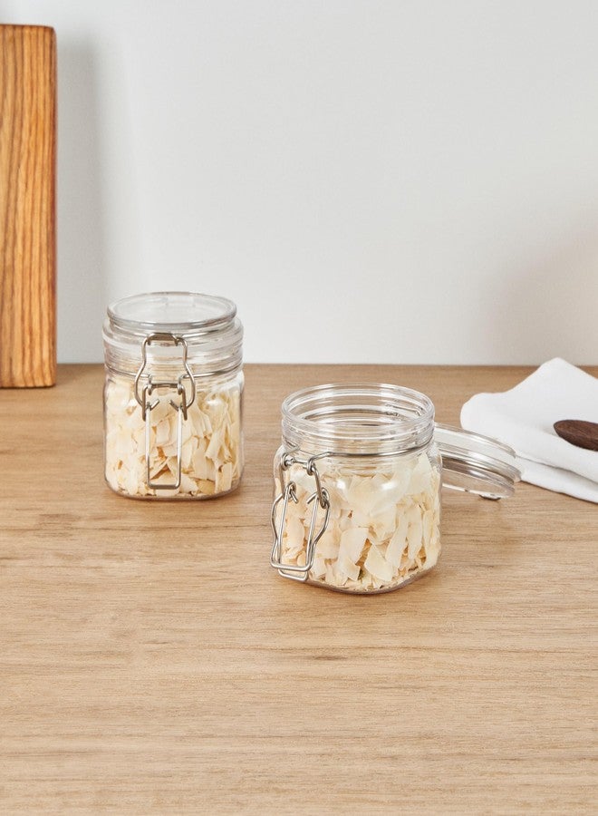 Restaurantware-Met Lux 14 Ounce Hinged Food Storage Jars, 2 Airtight Jars With Lids - Rubber Gasket, Wide Mouth, Clear Plastic Square Canisters, For Kitchen And Pantry Storage Of Bulk Dry Food - Image 4