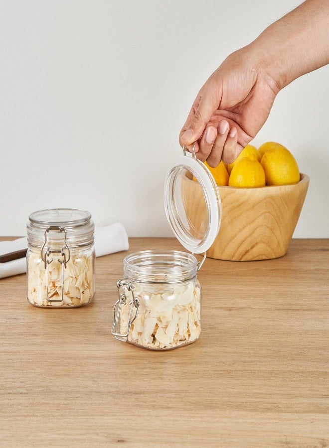 Restaurantware-Met Lux 14 Ounce Hinged Food Storage Jars, 2 Airtight Jars With Lids - Rubber Gasket, Wide Mouth, Clear Plastic Square Canisters, For Kitchen And Pantry Storage Of Bulk Dry Food - Image 5