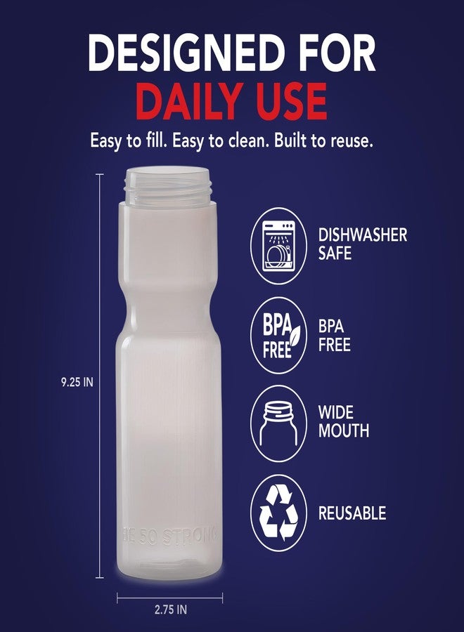 50 Strong Sports Water Bottles 6-Pack – Reusable 22 oz BPA-Free Plastic Bottles with Pull Top Cap – Made in USA – Top Rack Dishwasher Safe – Fits Most Bike Cages Brand - Clear - Image 3