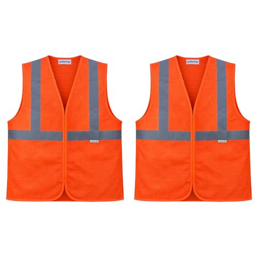 uniformer Safety Jacket for Men and Women | Reflective High Visibility | Ideal Unisex Safety Jacket for Construction & Road Safety | Used in Airport, Construction, Traffic (Orange_Pack of 2) - Image 1