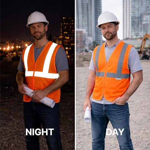 uniformer Safety Jacket for Men and Women | Reflective High Visibility | Ideal Unisex Safety Jacket for Construction & Road Safety | Used in Airport, Construction, Traffic (Orange_Pack of 2) - Image 5