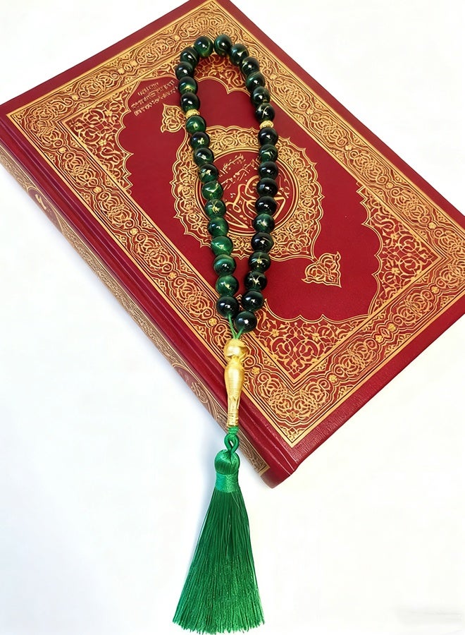 هابي دي مسبحة 33 خرزة صلاة 10 مم مسلم إسلامي شرابات رائعة مصنوعة يدويًا - Image 4