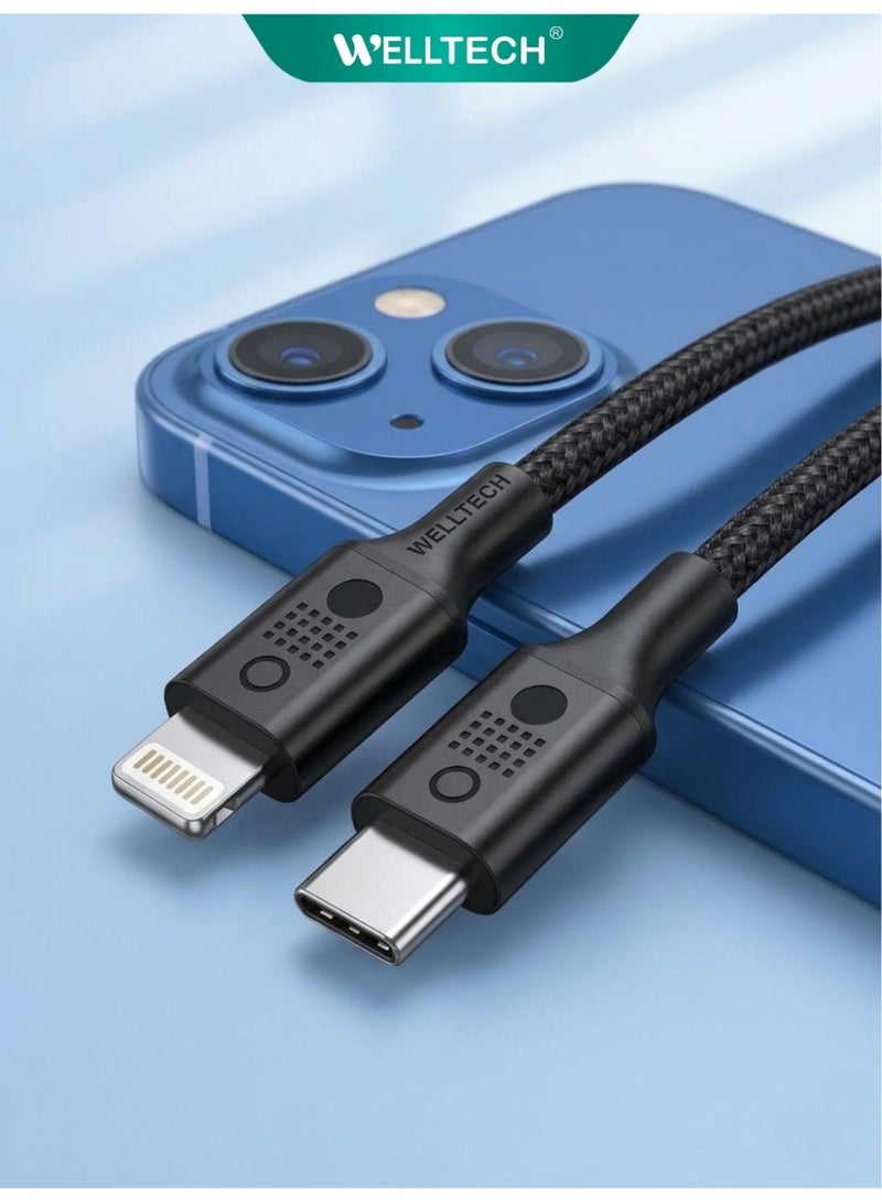 WELLTECH Type C to Lightning 60W Fast Charging Cable iPhone Power Delivery High Speed Data Sync Durable Charging Cord for iPhone 14 13 12 WELLTECH TC133 - Image 2