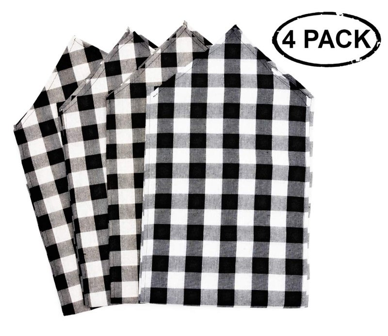 FIGEPO 4 Pack Buffalo Check Table Runners White and Black Plaid Table Runner for Christmas Dinner  Lumberjack Party  Outdoor or Indoor Gatherings Table Home Decorations 11""x72"" - Image 2