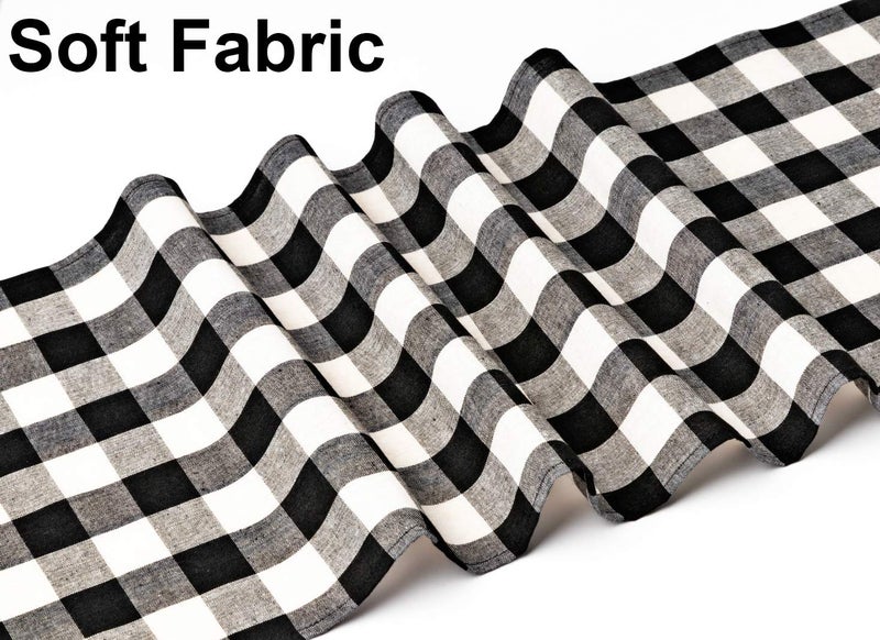 FIGEPO 4 Pack Buffalo Check Table Runners White and Black Plaid Table Runner for Christmas Dinner  Lumberjack Party  Outdoor or Indoor Gatherings Table Home Decorations 11""x72"" - Image 5