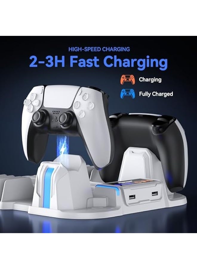 Topleo PS5 Slim Cooling Stand with Controller Charging Station for PS5 Slim Console(Digital/Disc), PS5 Slim Accessories Incl. 3 Levels Cooling Fan, 12 Pcs Game Storage for Playsation 5 Slim, White - Image 4