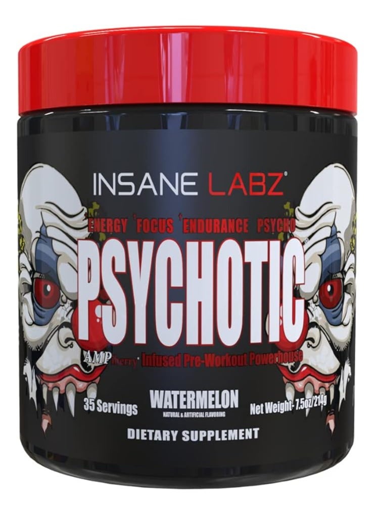 Insane labz Psychotic High Stimulant Pre Workout Watermelon Flavor 35 servings  - Image 1