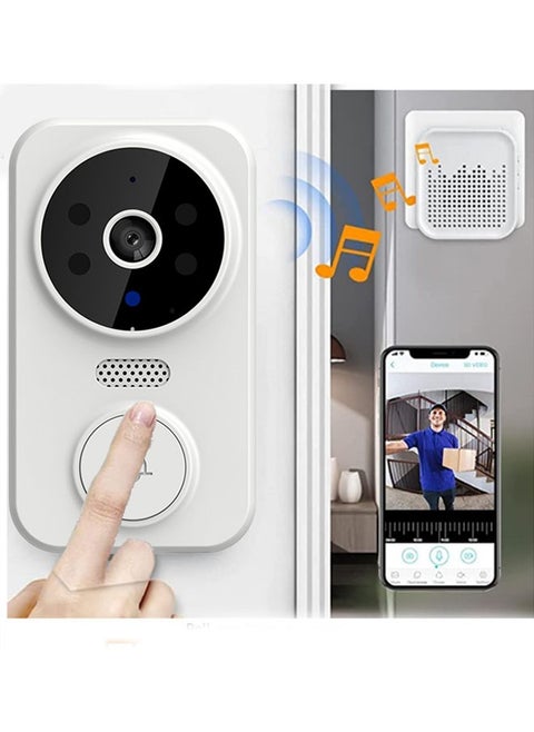 Smart Video Doorbell, Wireless WiFi Camera Intercom Doorbell 2-Way Audio Video Doorbell Camera with Chime Smart Security Doorbell with Cloud Storage Real Time Monitoring for Entrance HD Night Vision + Home App Sharing