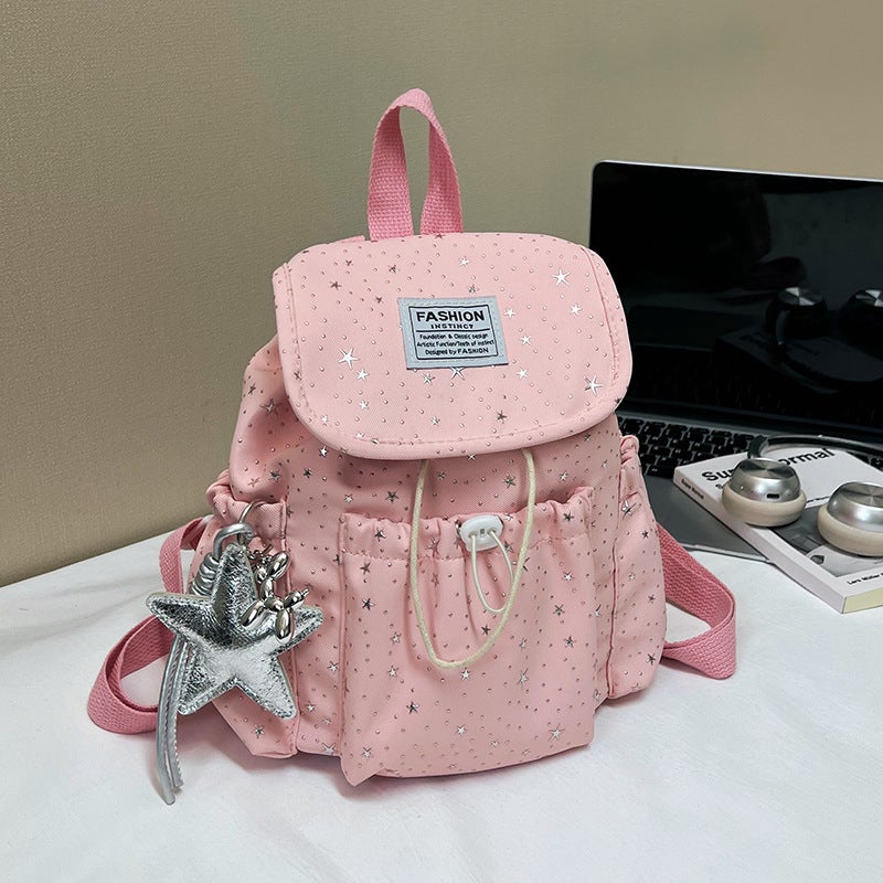 Cute Star Print Canvas Backpack for Women - Image 3