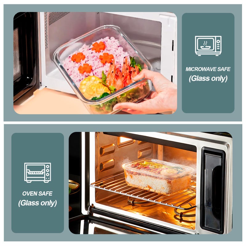 KOMUEE 30 oz 5 Pack Glass Meal Prep Containers, Glass Storage Containers with Lids - Dishwahser, Microwave, Oven and Freezer Safe, Green - Image 5