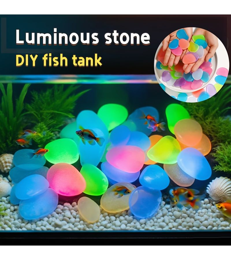 White Glow In The Dark Pebbles 32 Pieces Shining Night Stones For Fish Tank Pond Courtyard Halloween Walkway Decorative Landscaping - Image 1
