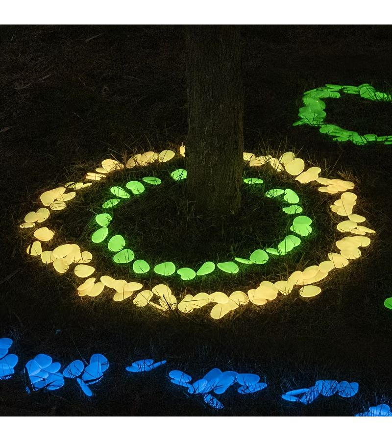 White Glow In The Dark Pebbles 32 Pieces Shining Night Stones For Fish Tank Pond Courtyard Halloween Walkway Decorative Landscaping - Image 4