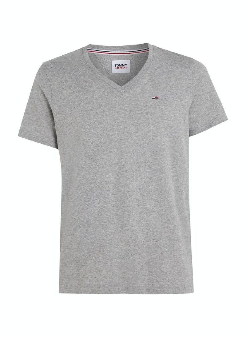 TOMMY HILFIGER - Men's V-Neck T-Shirt, Grey - Image 1
