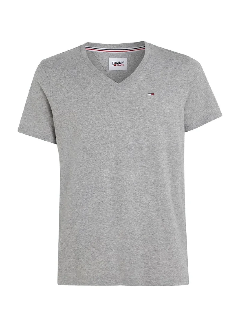 Tommy Jeans LT GREY HTR V-Neck T-Shirt for Men | Best Price UAE