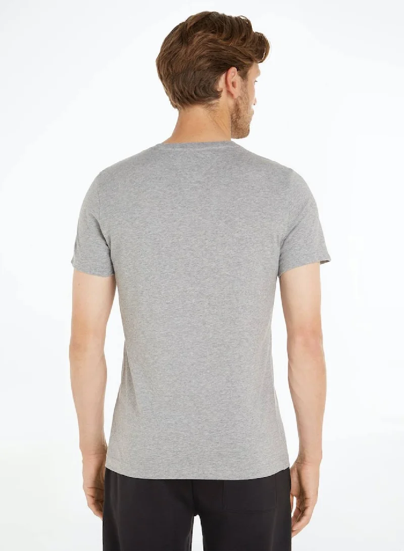 Tommy Jeans LT GREY HTR V-Neck T-Shirt for Men | Best Price UAE