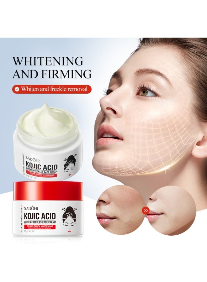 SADOER Kojic Acid Whiten Freckles Face 30G Cream Anti Light Spots Anti Wrinkles Moisturizing Firming Beauty Eyes Skin Care Face Cream with Niacinamide And Kojic Acid Whitening Freckles Face Cream - Image 2