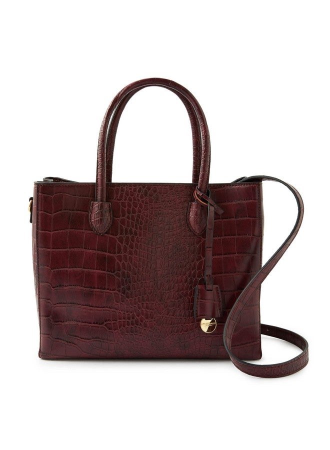 Accessorize London Women's Marooon Gemma croc handbag with adjustable strap |hand bags for women stylish |Shoulder bags for women | Work bag for woman - Image 1