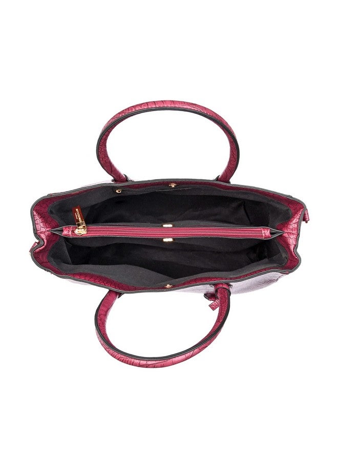 Accessorize London Women's Marooon Gemma croc handbag with adjustable strap |hand bags for women stylish |Shoulder bags for women | Work bag for woman - Image 5