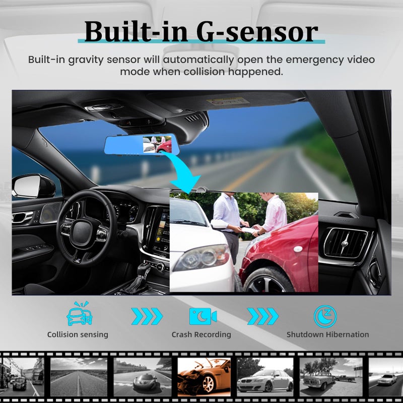 NHOPEEW 4.5 Inch Rear View Mirror Camera for Car with 64G TF Card, 1080P IPS Screen/Loop Recording / 150Â° Wide Angel/Night Vision/G-Sensor/Parking Assistance - Image 3