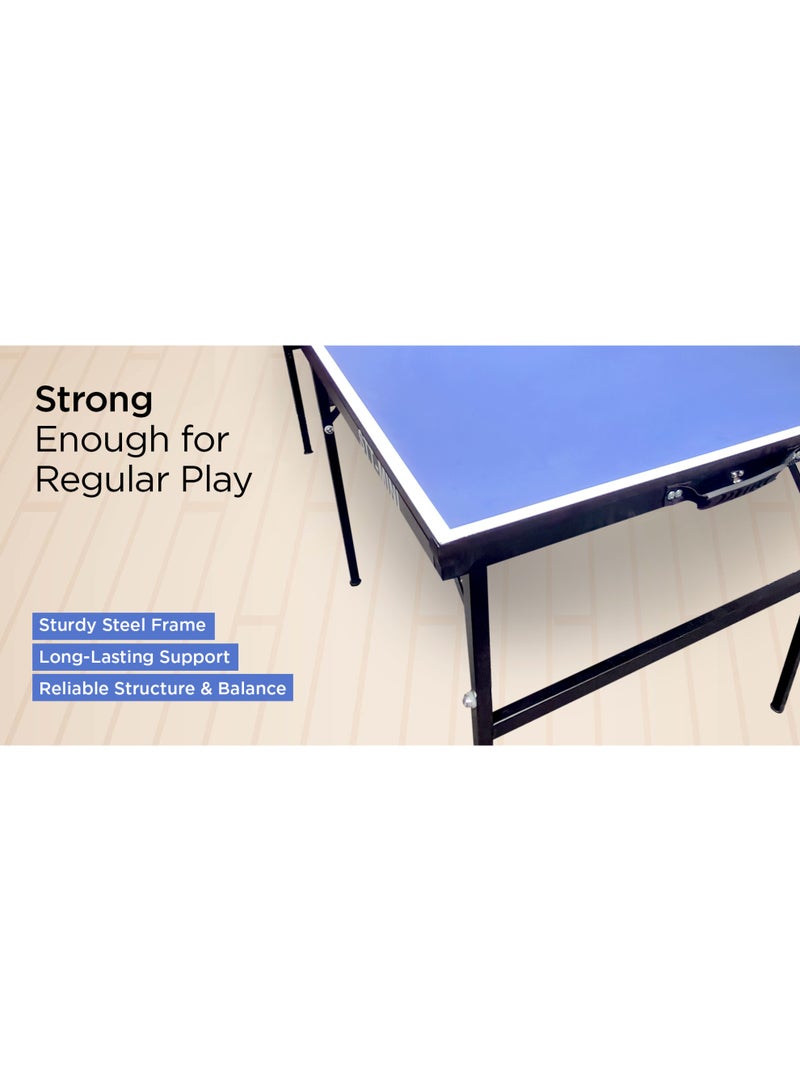 Sparnod Fitness STT-MINI Table Tennis Table – Foldable 2-Player Ping Pong Set for Kids 6+ Indoor & Outdoor Use,Durable MDF Surface & Metal Frame Compact,Portable, Easy Assembly - Image 4