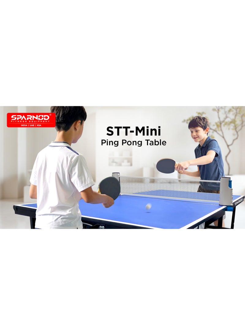 Sparnod Fitness STT-MINI Table Tennis Table – Foldable 2-Player Ping Pong Set for Kids 6+ Indoor & Outdoor Use,Durable MDF Surface & Metal Frame Compact,Portable, Easy Assembly - Image 1