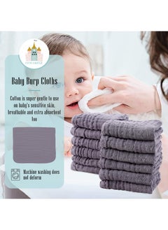 Cute Castle Cute Castle 12 Pack Muslin Burp Cloths for Baby - Ultra-Soft 100% Cotton Baby Washcloths - Large 20'' by 10'' Super Absorbent Milk Spit Up Rags - Burpy Cloths for Unisex, Boy, Girl - Grey  - Image 3