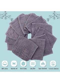Cute Castle Cute Castle 12 Pack Muslin Burp Cloths for Baby - Ultra-Soft 100% Cotton Baby Washcloths - Large 20'' by 10'' Super Absorbent Milk Spit Up Rags - Burpy Cloths for Unisex, Boy, Girl - Grey  - Image 2
