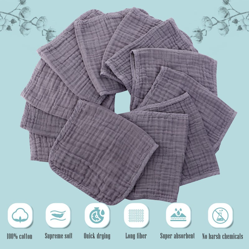 Cute Castle 12 Pack Muslin Burp Cloths for Baby - Ultra-Soft 100% Cotton Baby Washcloths - Large 20'' by 10'' Super Absorbent Milk Spit Up Rags - Burpy Cloths for Unisex, Boy, Girl - Grey - Image 2