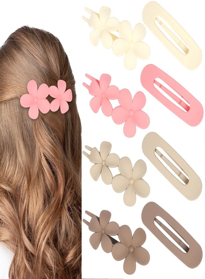 CURASA Flat Hair Clips for Women Girls 8pcs Flat Claw Clips 2 Styles Matte Claw Clips for Thick Thin Hair French Barrette Lay Hair Accessories for Women Girls - Image 1