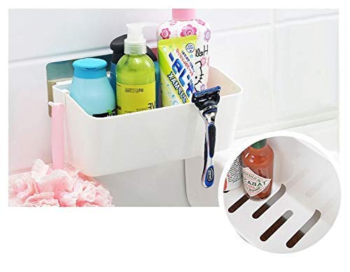 Harivar Mart 2 pcs 3 - Tier Self-Adhesive Shelf for Bathroom and Kitchen, Plastic Bathroom Storage Tray Shelf, Wall Hanging Rack with Towel Rail (White) - Attach Without Drilling - Image 4