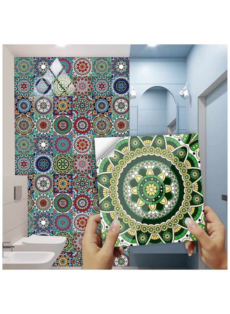 Cobest 16 Pcs (6x6 in) Mandala Style Decorative Tile Stickers, Peel and Stick Self Adhesive, Removable Tiles Backsplash Waterproof Kitchen Bathroom Furniture Staircase, Home Decor Wall Sticker - Image 5