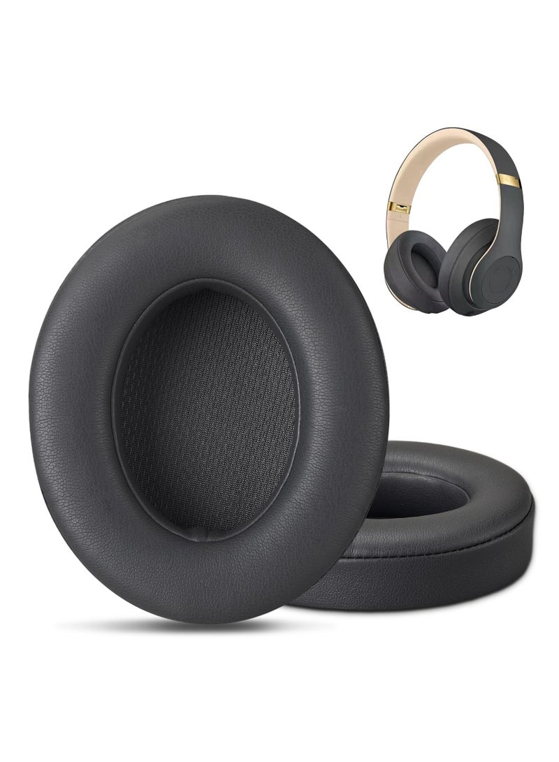 Replacement Earpads for Beats Studio 3 &Beats Studio 2 (B0500/ B0501) 2 Pieces Noise Isolation Comfortable Softer PU Leather, Enhanced Foam & Stronger Adhesive Ear Cushions (Black)  - Image 1