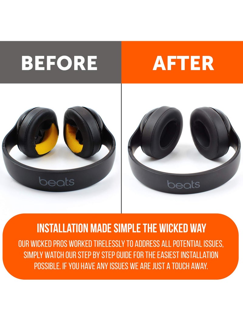 Replacement Earpads for Beats Studio 3 &Beats Studio 2 (B0500/ B0501) 2 Pieces Noise Isolation Comfortable Softer PU Leather, Enhanced Foam & Stronger Adhesive Ear Cushions (Black)  - Image 3